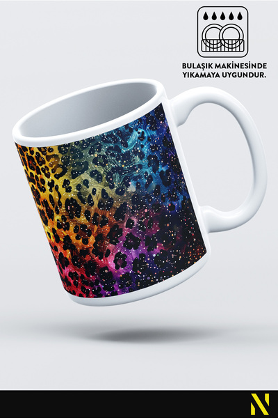 nilizma Leopard Patterned Colorful Mug – 330 ml Mug | Stylish and Durable Design