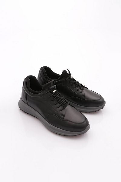 DGN Ανδρικά παπούτσια Sneakers με κορδόνια Γνήσιο δέρμα Μαύρο 263103616