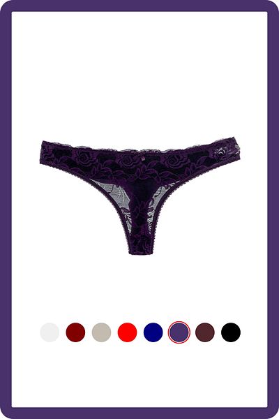MİSTİRİK Purple Colored Table Model - Stretchy and Soft Patterned Panties with Half Lace