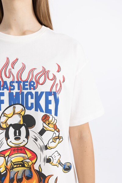 DeFacto Disney Mickey & Minnie Unisex Oversize T-shirt - Crew Neck, Short Sleeve C3786ax24sm