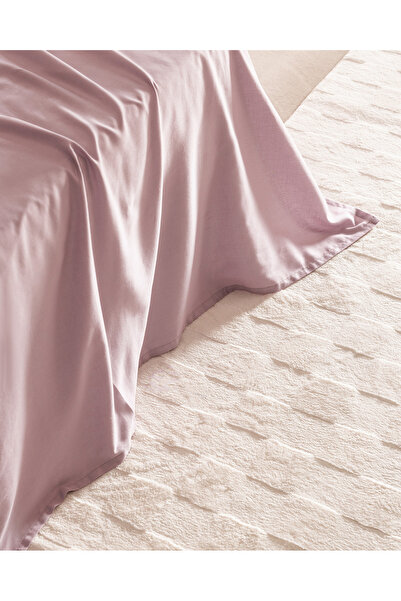 Madame Coco Ciel King Size 100% Cotton Elasticless Satin Bed Sheet - Light Plum
