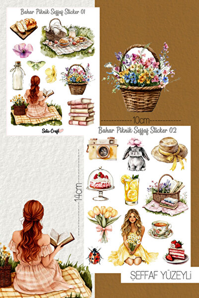 SelisCraft Bahar Pikniği Temalı Şeffaf Sticker Seti 01-02 Ajanda Planlayıcı B...