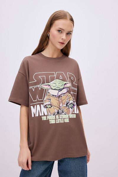 DeFacto Star Wars Patterned Unisex Oversize T-shirt - Crew Neck, Short Sleeve C3797ax24sm