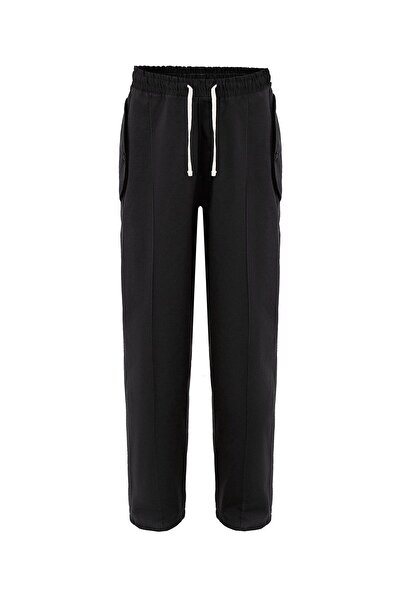 VAMOSCLO Bağcıklı Baggy Gabardin Pantolon Siyah