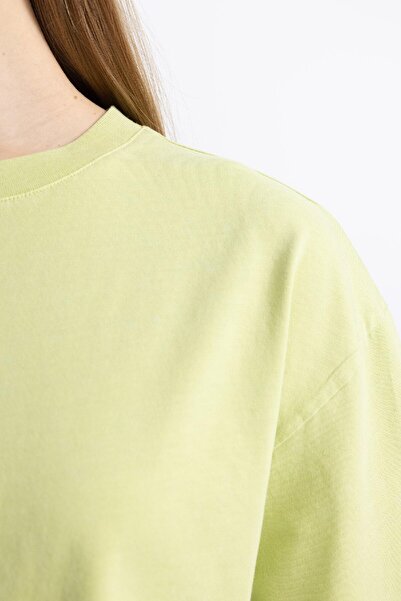 DeFacto Coool Crop Washed Faded Effect Basic Plain Short Sleeve T-Shirt C5432Ax24Sm