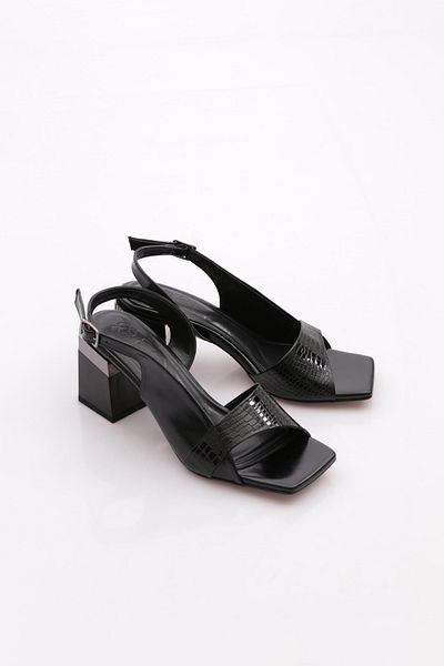 DGN Pantofi cu toc cu curele la gleznă cu dungi de damă Negru Negru 51221033