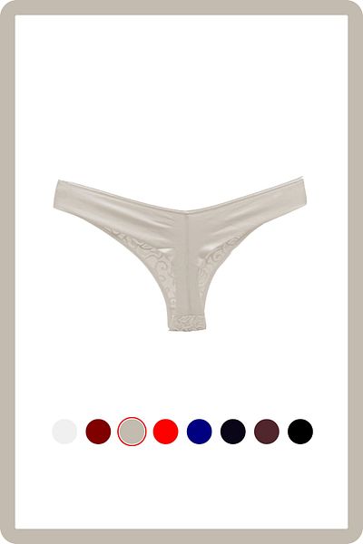 MİSTİRİK Flexible and Soft Patterned Masara Model Half Lace String Panties - Ecru Color