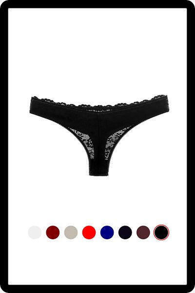 MİSTİRİK Flexible and Soft Patterned Table Model Half Lace Black Panties