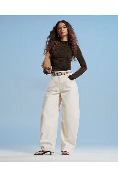 Şans Women Plus Size Beige, 5 Pockets High Waist Denim Pants 65N38944