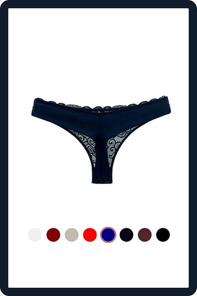 MİSTİRİK Navy Blue Table Model - Stretchy and Soft Patterned Panties with Half Lace