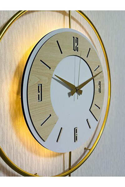Pey Aksesuar Metal Ahşap Ve Işığın Muhteşem Uyumu Duvar Saati dekoratif