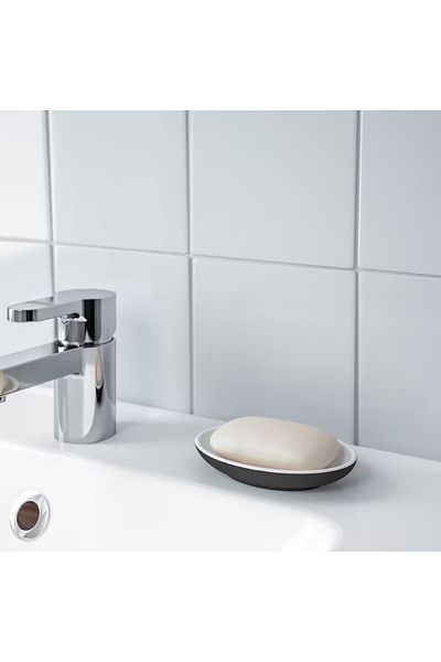 IKEA EKOLN Soap Dish Dark Grey – Stoneware, 13x9 cm | Stylish Bathroom Accessory by IKEA