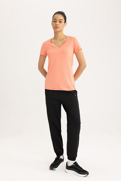 DeFacto V-Neck Short Sleeve Heavy Fabric Sports T-Shirt - B4584Ax24Sp