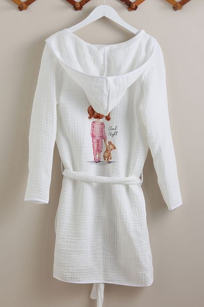 Tuğba Kuğu 4 Layer Muslin Bathrobe - Young Series - Girl in Pink Pajamas
