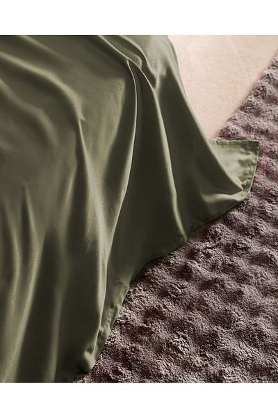 Madame Coco Ciel Double 100% Cotton Elasticless Satin Bed Sheet - Khaki