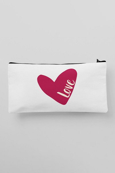 qoeuyl boutique Geantă de machiaj din pânză imprimată Love Heart Portofel pentru stilouri