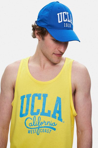 UCLA Pebble Light Yellow Zero Sleeve Printed Oversize Men's Tshirt