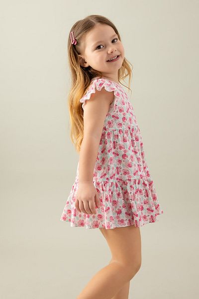 DeFacto Short Sleeve Floral Patterned Baby Girl Dress - C5207A524SM