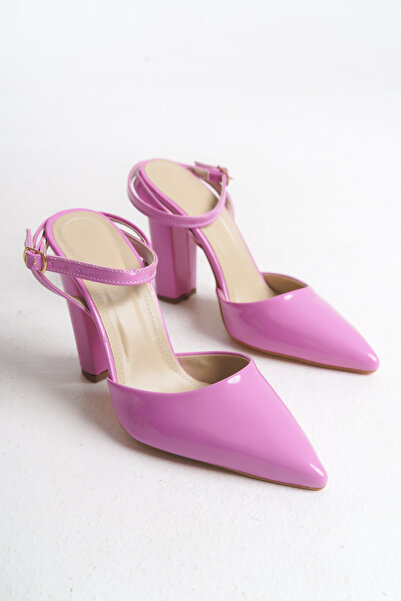 SEEM Lisa Pantofi cu toc roz din piele lăcuită cu toc gros