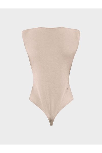 RİVUS Sleeveless Iconic Body with Twist Front and Padding Detail on the Shoulders - Beige