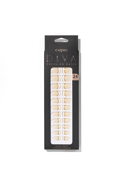 Cupio Set unghii false Cupio Diva - Gold Touch French