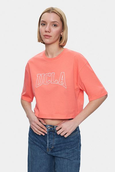 UCLA Helena Hot Pink Crew Neck Embroidered Oversize Women's Tshirt