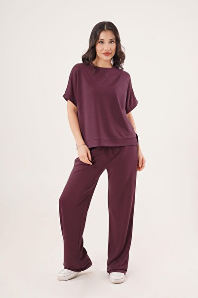 Hipo Trend Set de top și pantaloni cu mâneci modal, set cu potrivire largă