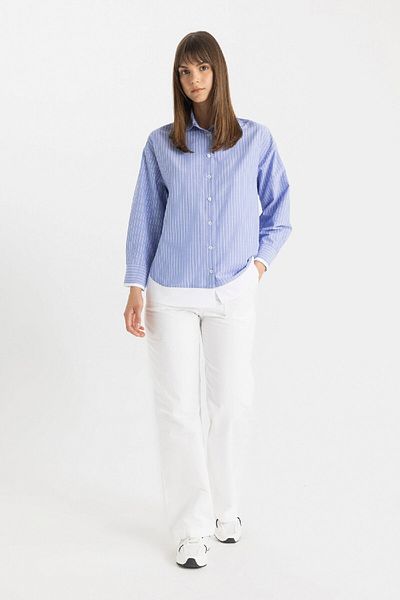 DeFacto Weiße Basic-Gabardine-Hose mit weitem Bein und Taschen – C4528ax24sm