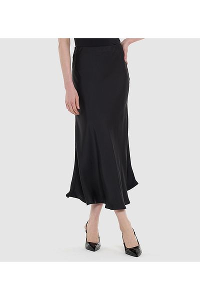 BCBG SOLID MIDI SATIN SKIRT