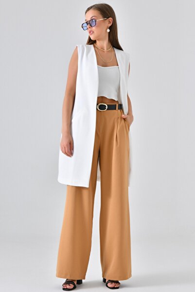 Saade White Agraf Relaxed Cut Vest with Closing Pockets