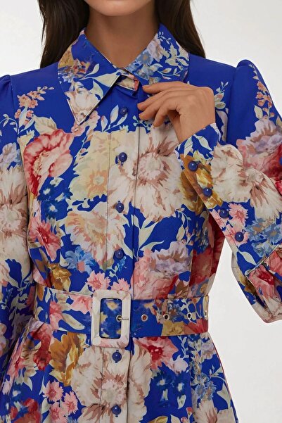 Hiccup Nyomtatott hosszú ujjú öves maxi ruha