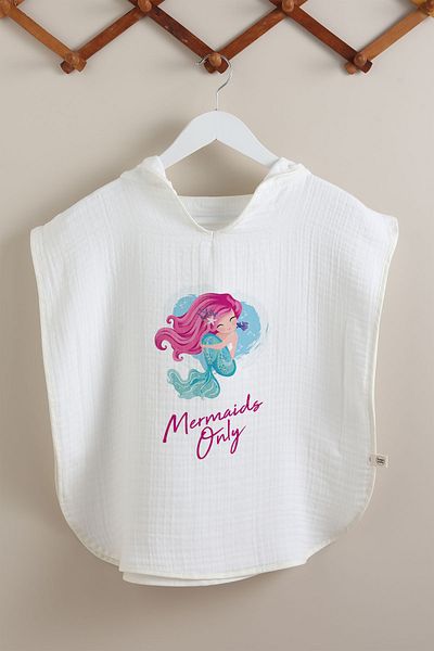 Tuğba Kuğu 4 Layer Muslin Poncho - Young Series - Pink Haired Mermaid
