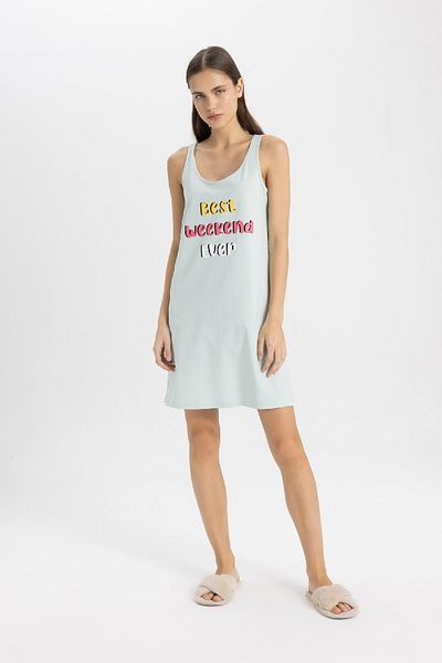 DeFacto فستان نوم بحزام مطبوع - Fall In Love B8733ax24sm