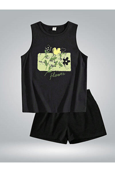 GLOWES Унісекс дитячий комплект чорних шортів з принтом спереду