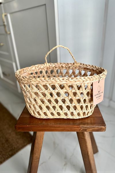 AFRALYAHOME Καλάθι Πολλαπλών Χρήσεων / Κρεμαστό Καλάθι Διακοσμητικό Ψάθινο Καλάθι / Καλάθι τοίχου 30x15 cm