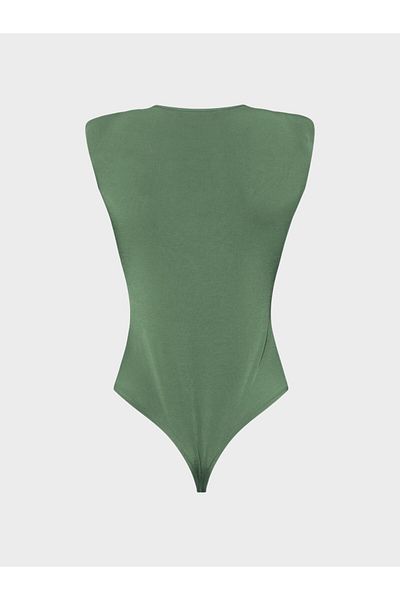 RİVUS Sleeveless Iconic Body with Twist Front and Padding Detail on the Shoulders - Khaki