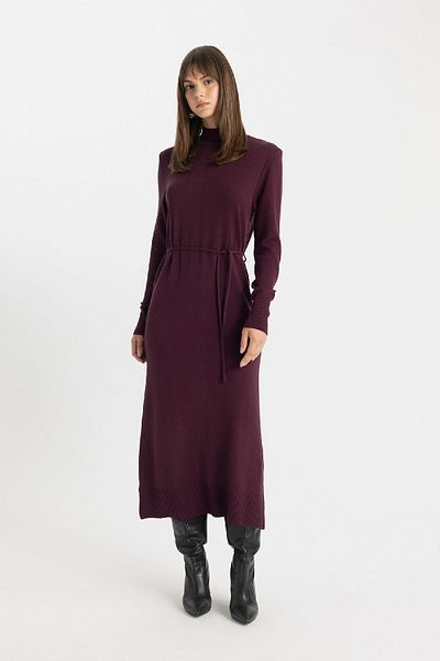 DeFacto Regular Fit Poloviční rolák Maxi Pletené šaty A9807Ax24Wn