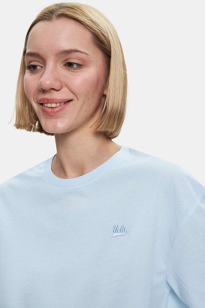 UCLA Tricou pentru femei IINDIANA Sky Blue Crew Neck Crop imprimat