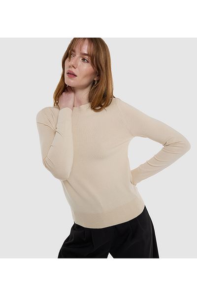 BCBG BASIC ROUND NECK FLAT KNIT SWEATER
