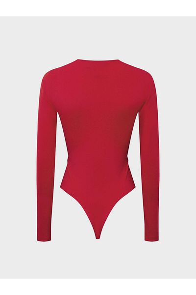 RİVUS Long Sleeve Iconic Body with Twist Detail on the Front - Red