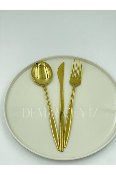 DMR LİFE Dmr Life Venezia Gold Luxury Cutlery Set 36 Pieces for 6 Persons (18/10)