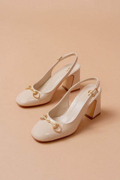 SEEM & BE Candy Round Toe Women's Beige Patent Leather Mary Jane Shoes