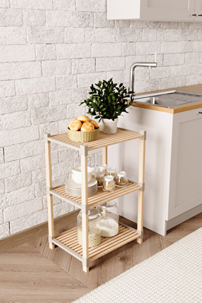 FixWood FIX-2015-3 Çok Amaçlı Ahşap 3 Katlı Raf