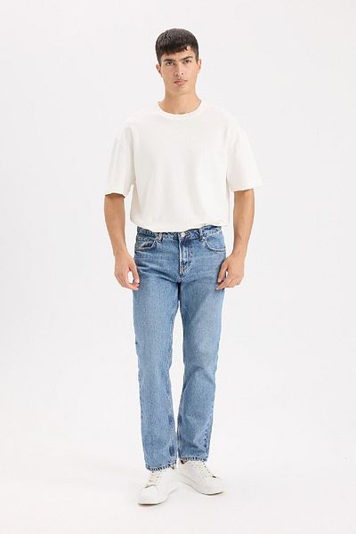 DeFacto Flat Leg Straight Fit Jean παντελόνι - Κανονική μέση B2574ax24au