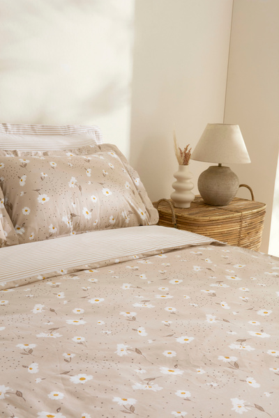 Karaca Home Set cuvertură dublă din bumbac bej Daisy 100%