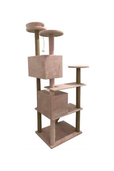 Petilux Multi-Storey Cat House and Scratching Tower Cat Play and Rest Area with Jute Drawstring Scratching Area