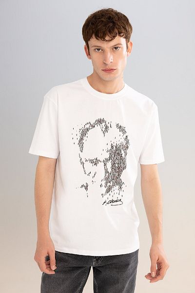 DeFacto Tricou cu mânecă scurtă cu imprimeu Atatürk, cu decolteu rotund, cu formă normală C5825AX24HS