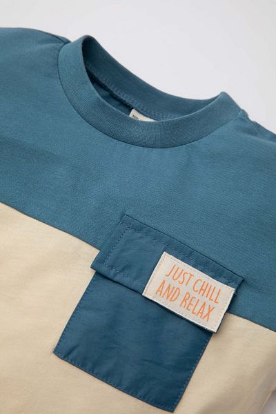 DeFacto Tricou cu mânecă scurtă pentru bebeluș băiețel cu decolteu rotund - Bloc de culoare B9261a524sm