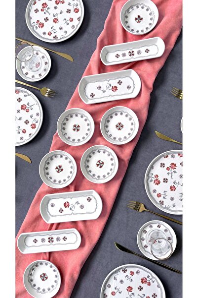 Erbaşlar Bonche Lüx Rölyefli 22 Parça 6 Kişilik Kahvaltı Takımı Seti