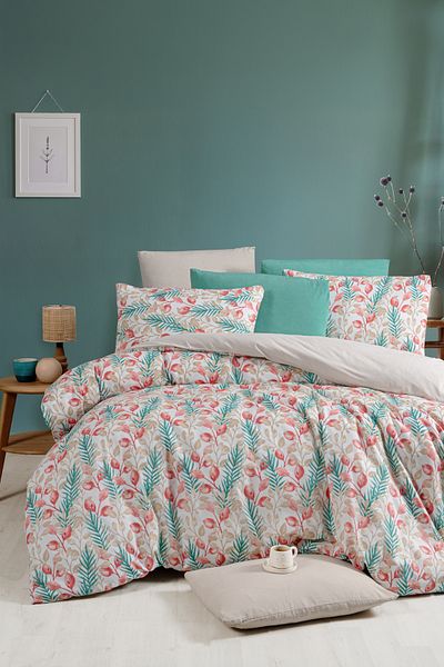 MyStory Home Set de cearșafuri elastice roșu lămâie (pentru 2 persoane)